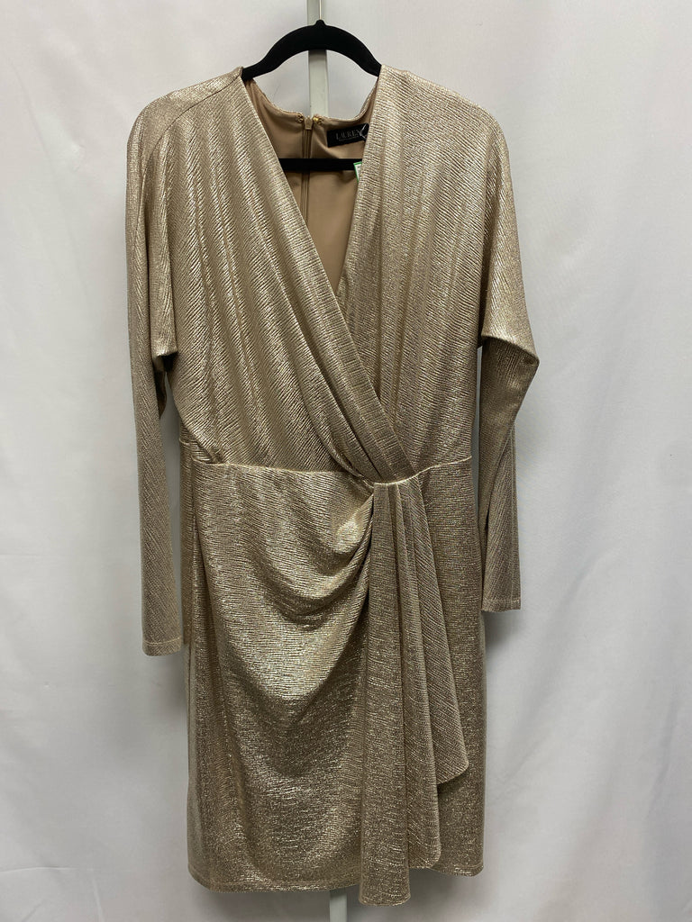 lauren Size 14 Gold Long Sleeve Dress