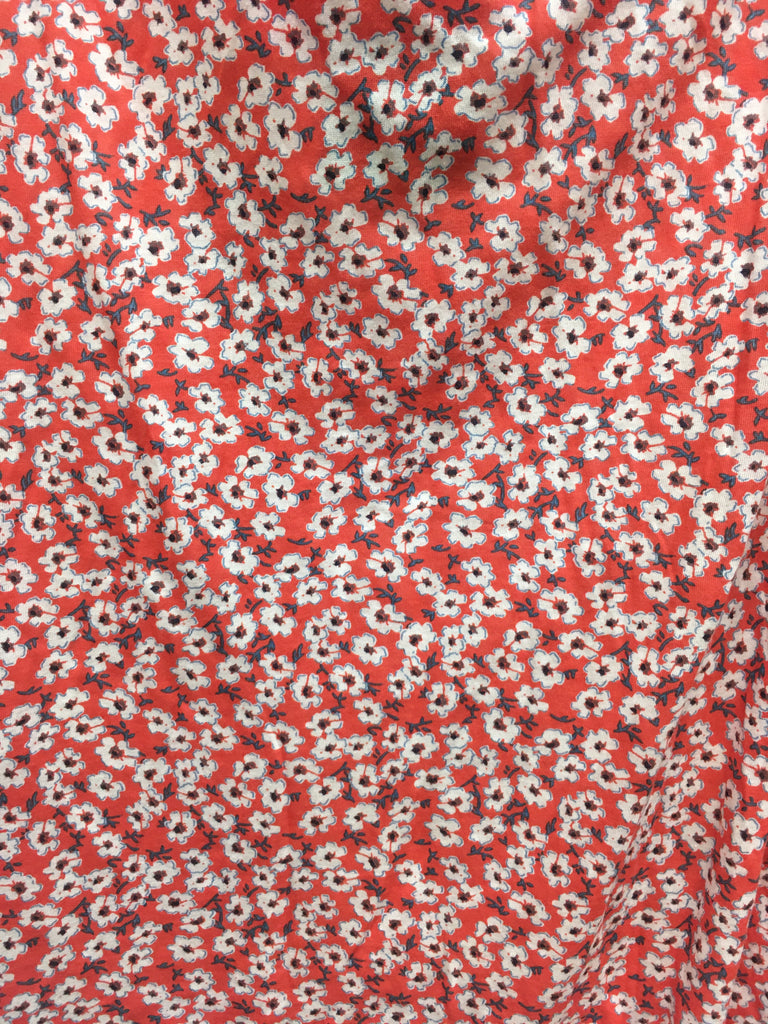 Lucky Brand Size XLarge Red Floral Short Sleeve Top