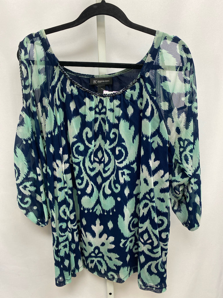 Inc Size 2X Blue Print Cold Shoulder