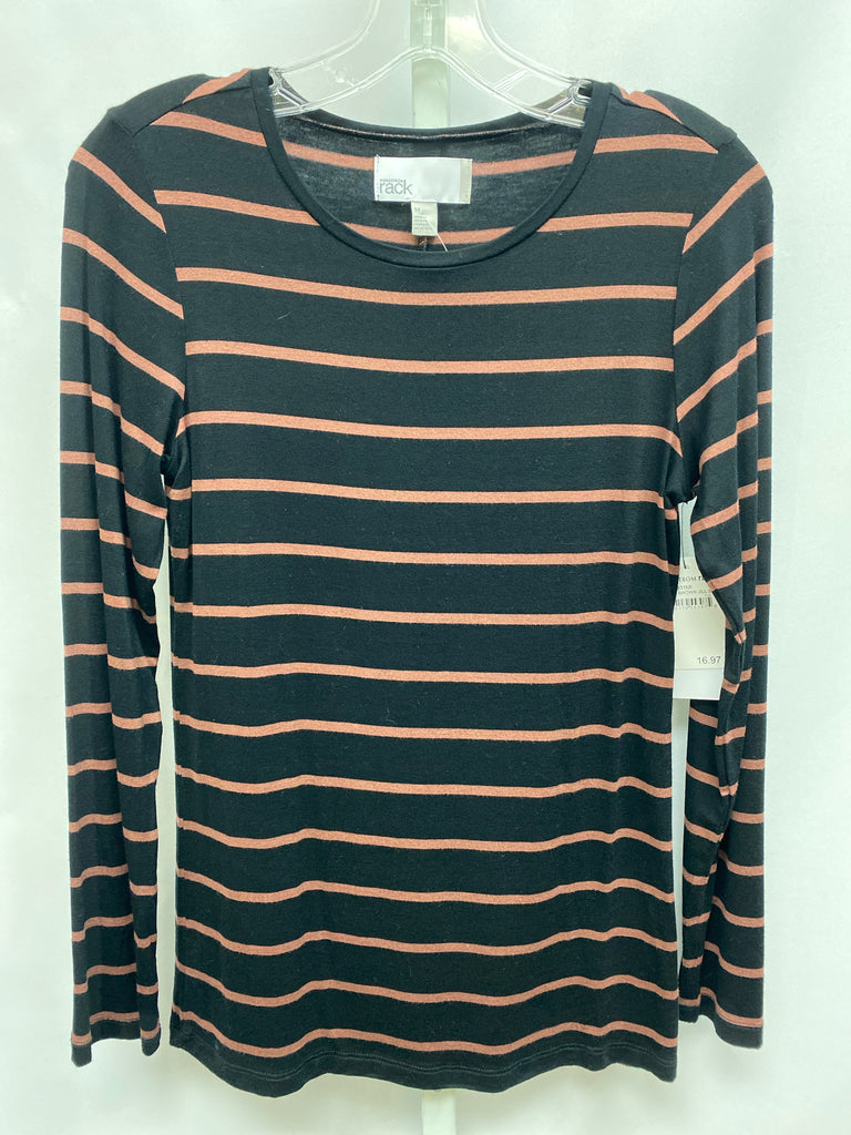 Nordstrom Size Medium Black stripe Long Sleeve Top