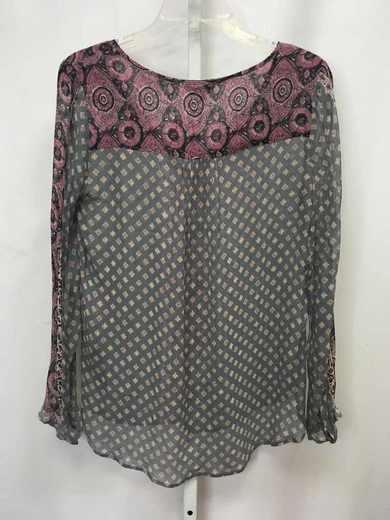 Lucky Brand Size XS Gray/Pink Long Sleeve Top