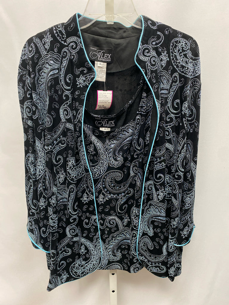 Alex Evenings Size 3X Black/Turquoise 2 pc top