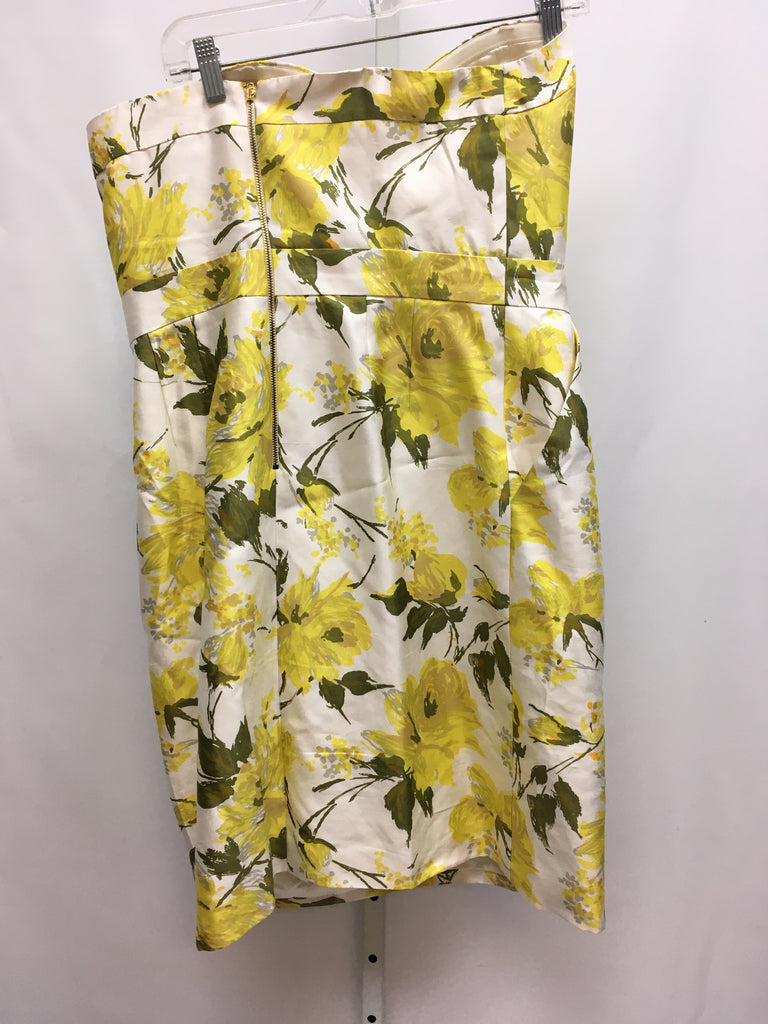 Size 12 Kate Spade White/Yellow Designer Dress