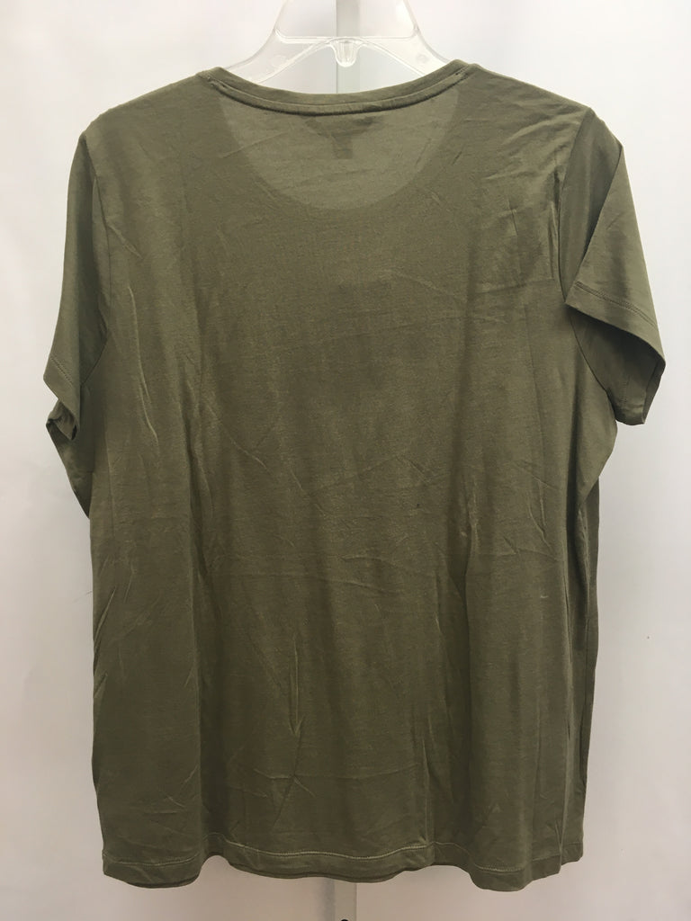 lauren Size XLarge Olive Print Short Sleeve Top