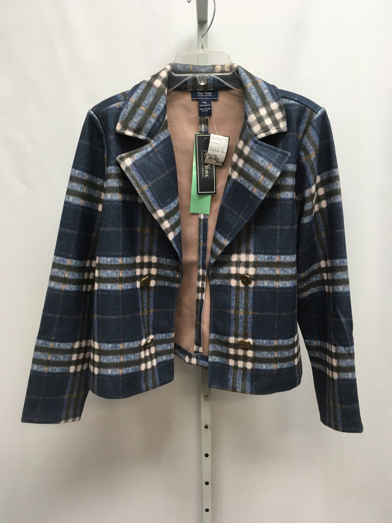 Size PXL Blue Plaid Jacket/Top
