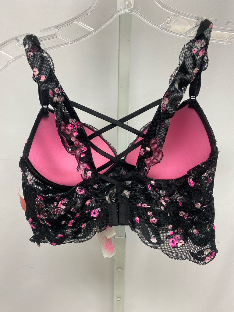 Size XS Pink Black Floral Bra