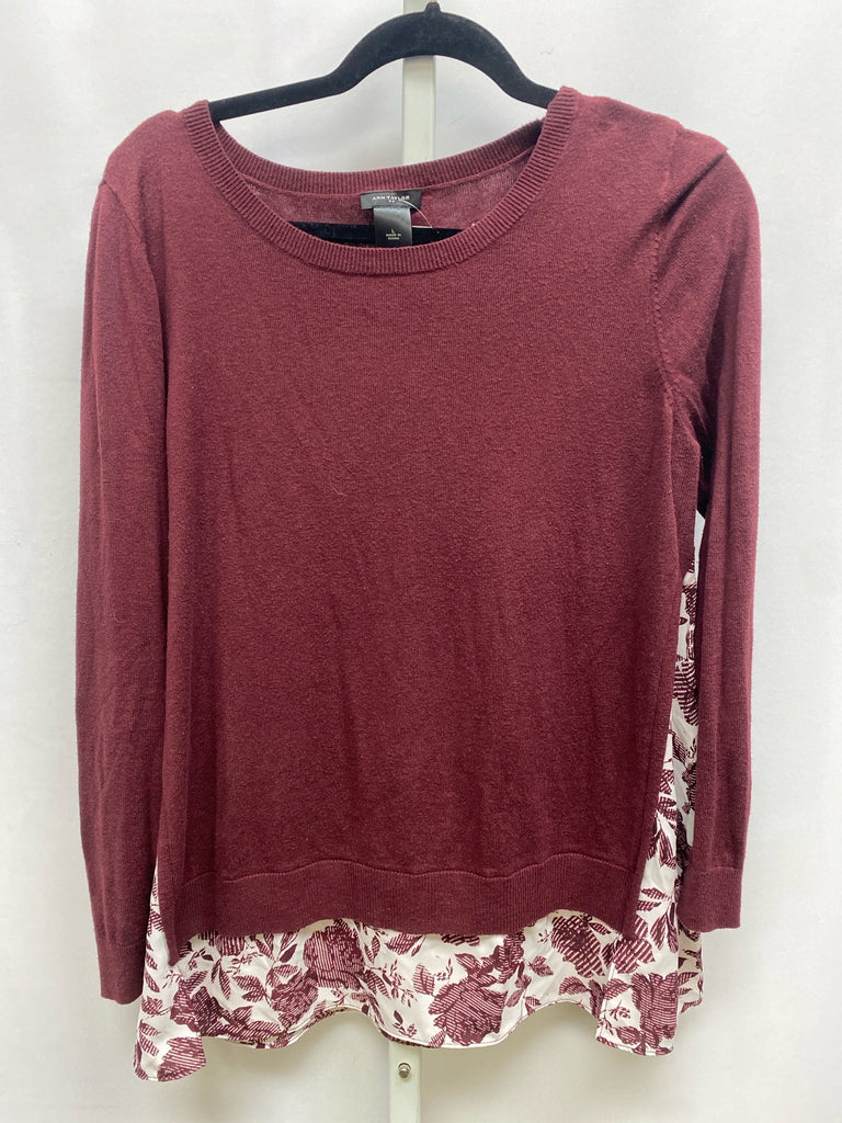 Ann Taylor Size Large Burgundy Long Sleeve Top