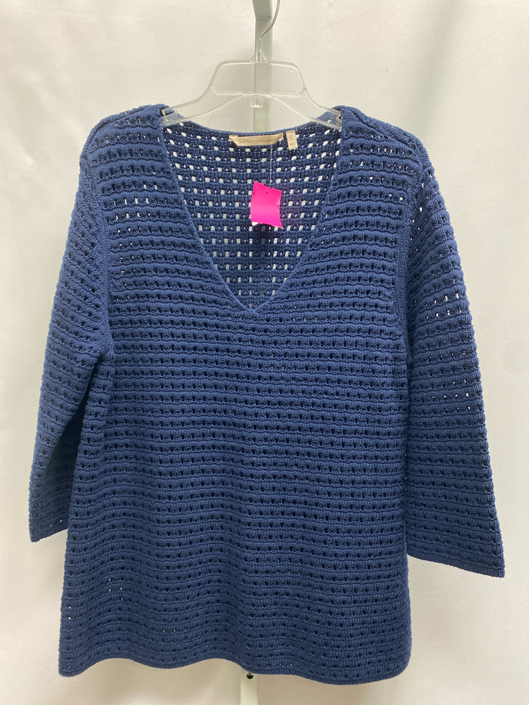 Soft Surroundings Size Large Blue 3/4 Sleeve Sweater