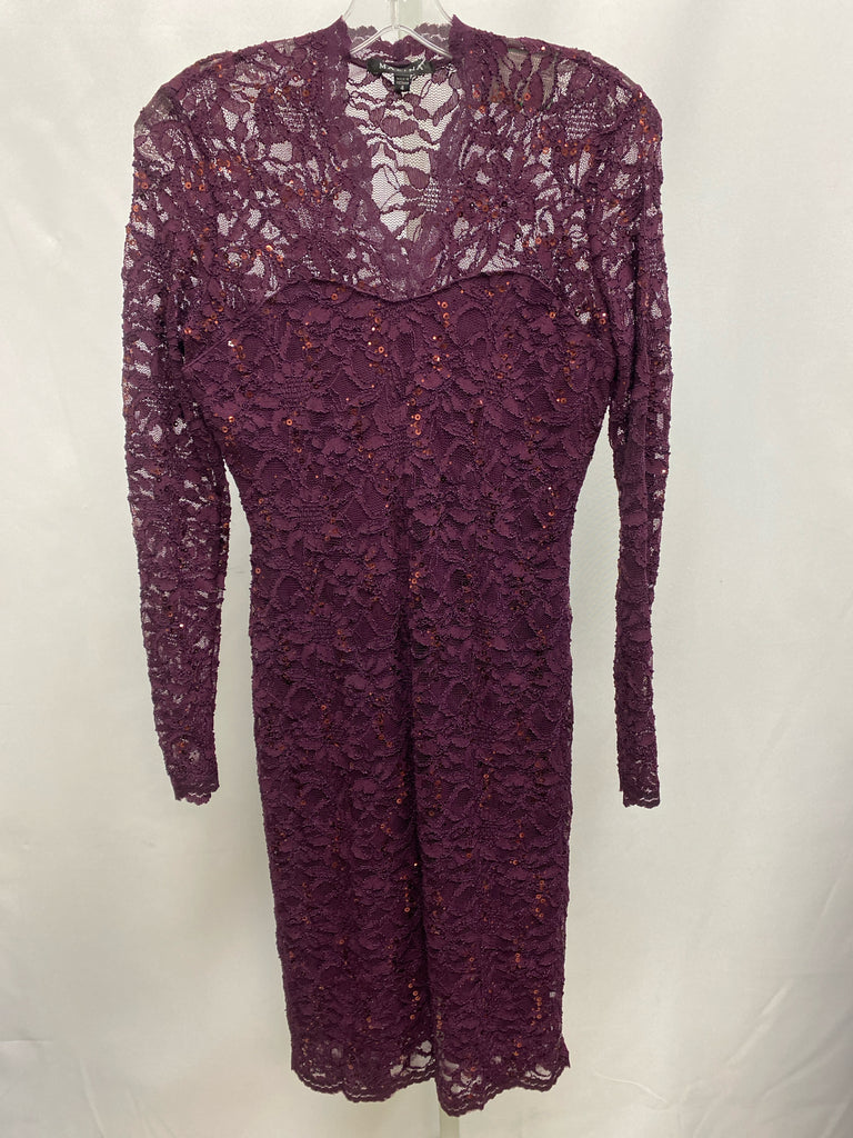 Size 4 Marina Burgundy Long Sleeve Dress