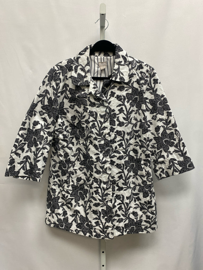 Chico's Size Chico's 2 (Large) White/Black Jacket/Outerwear