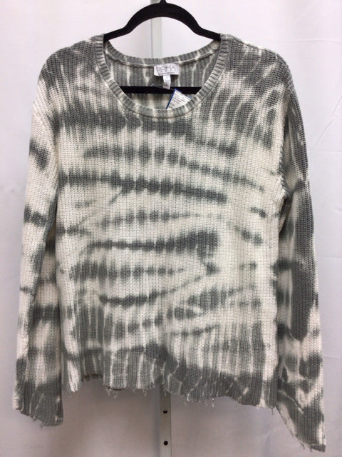 sofia vergara Size Large White/Gray Long Sleeve Sweater