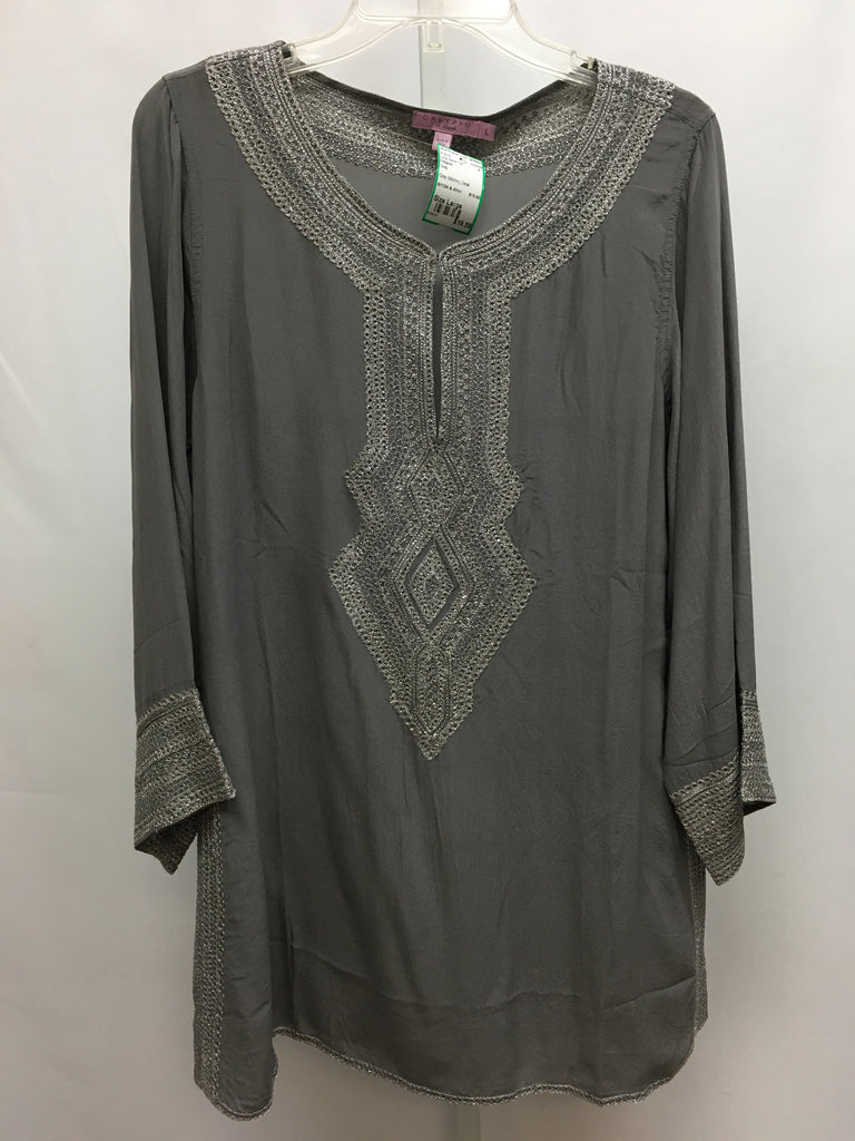 Calypso Size Large Gray Long Sleeve Top