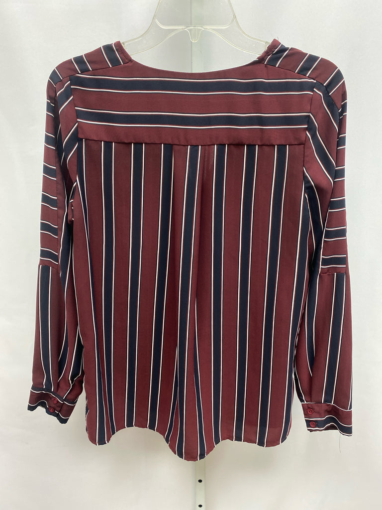 Lumiere Size Small Burgundy Print Long Sleeve Top