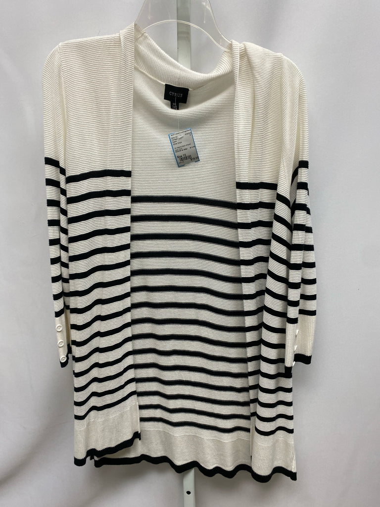 Cyrus Size 1X White Stripe Cardigan