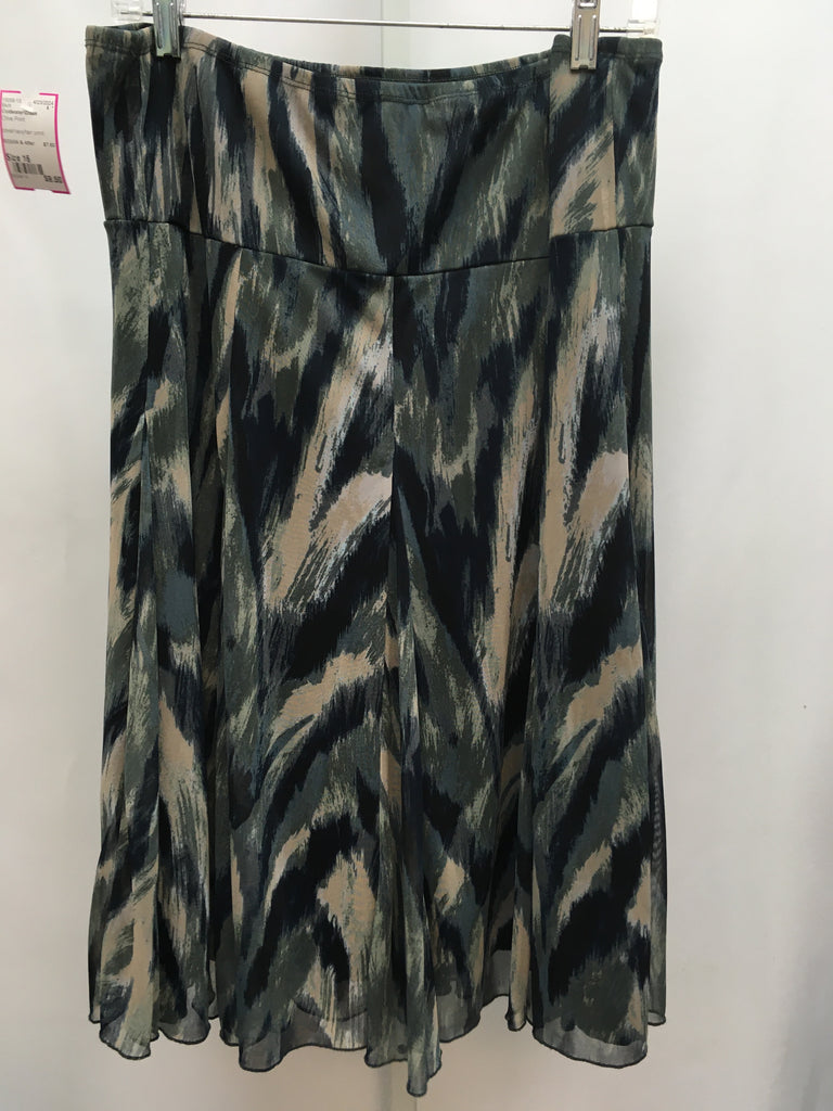 Size 16 Coldwater Creek Olive Print Skirt