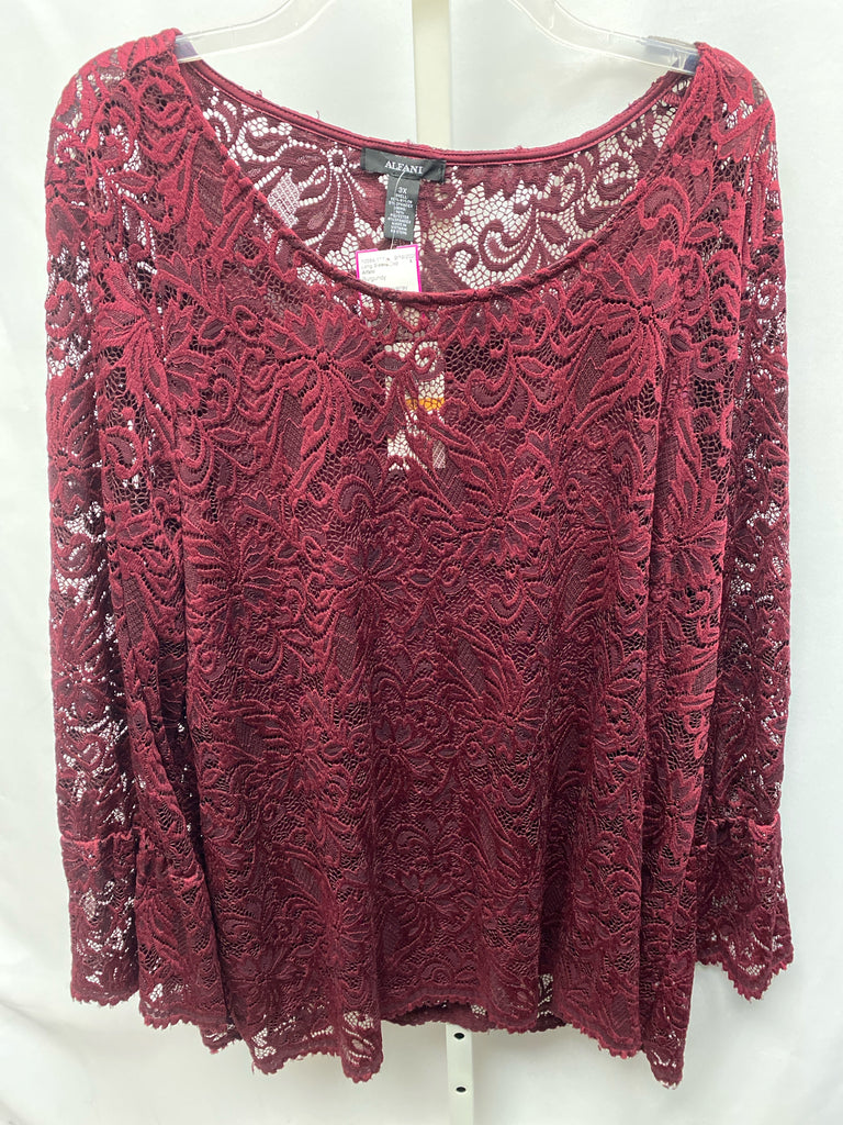 Alfani Size 3X Burgundy Long Sleeve Top