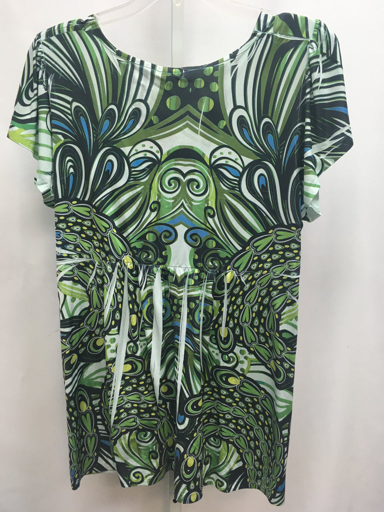 live and let live Size 2X Green Print Short Sleeve Top