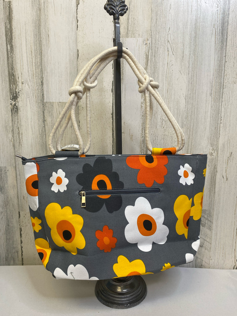 Gray Floral Tote