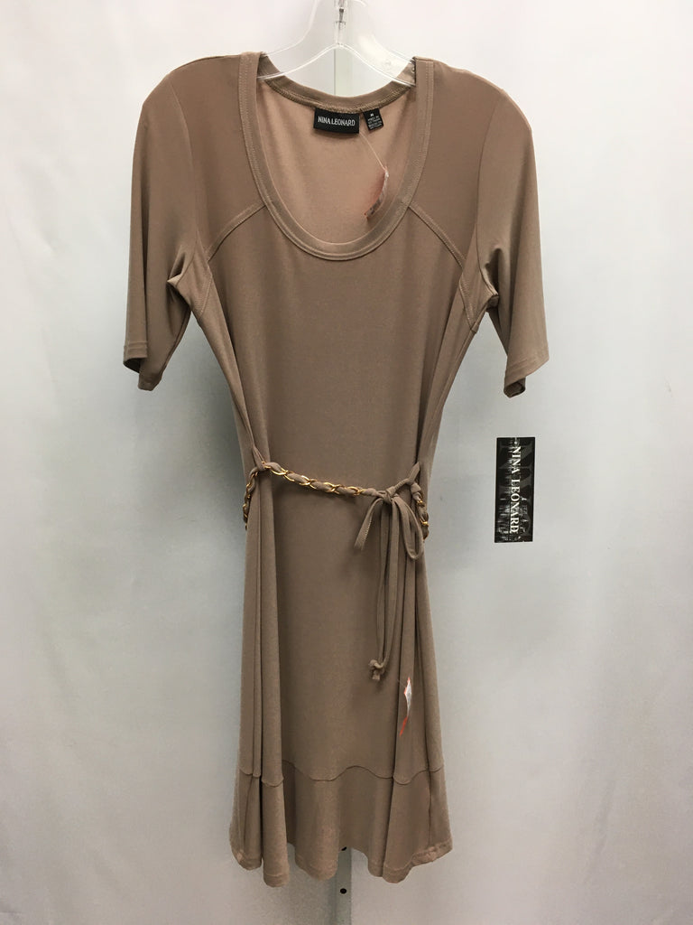 Nina Leonard Size Medium Taupe 3/4 Sleeve Dress