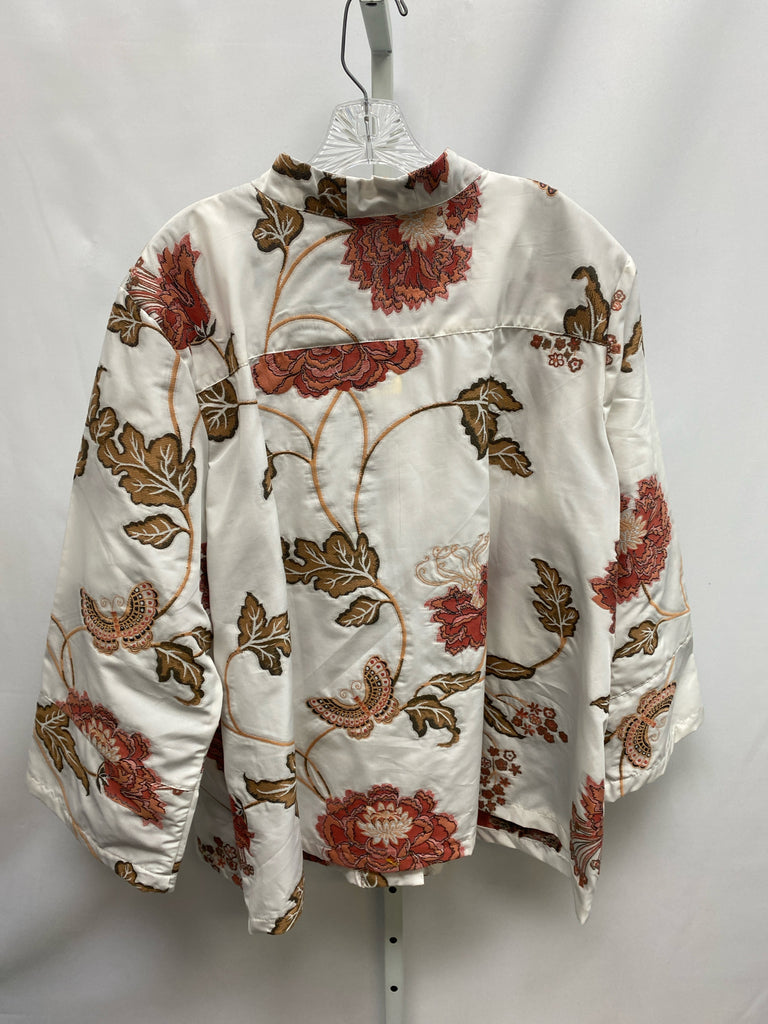 Citron Size 1X White Floral Jacket/Top