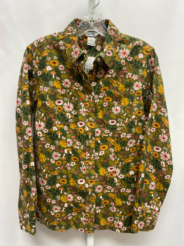 Duluth Size Small Green Floral Long Sleeve Top