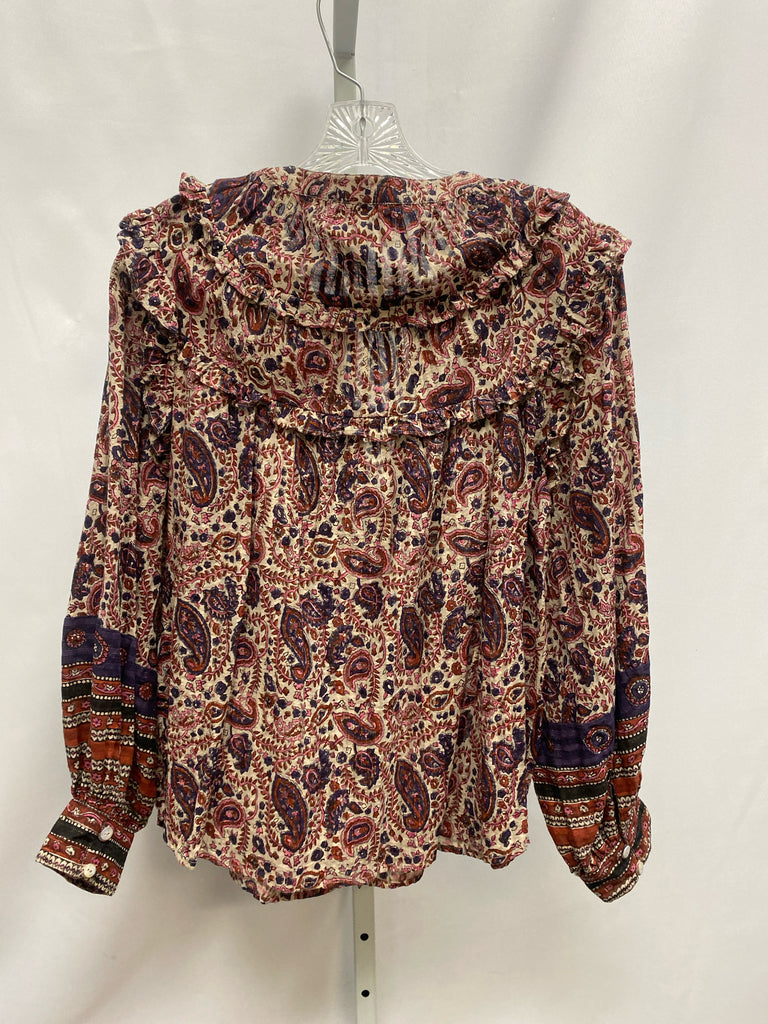 Cleobella Size Medium Purple Print Long Sleeve Top