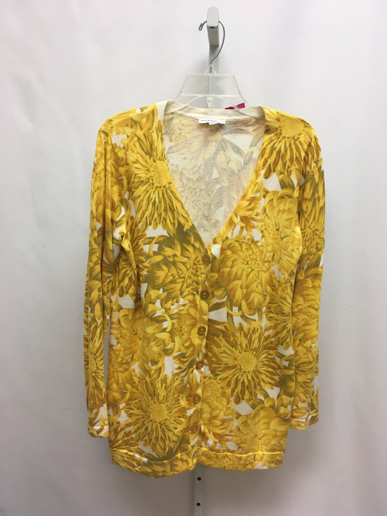 Isaacmizrahilive Size Medium Yellow Floral Cardigan