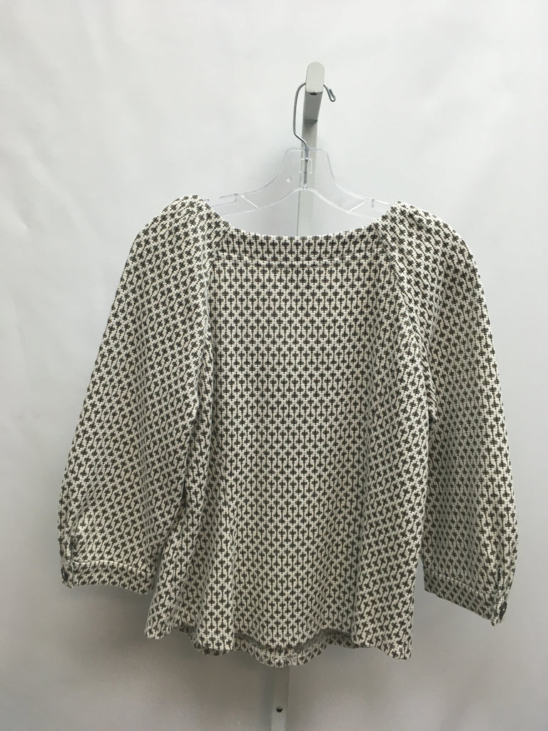 Anthropologie Size Large Cream/Gold 3/4 Sleeve Top