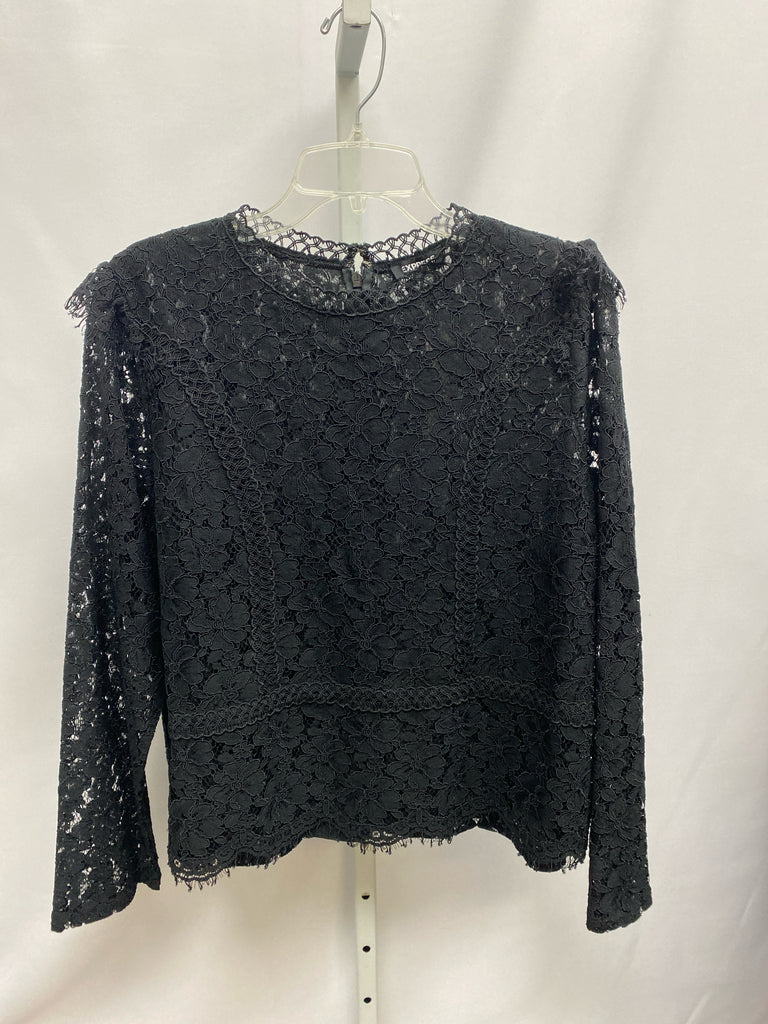 Express Size XL Black Lace Long Sleeve Top