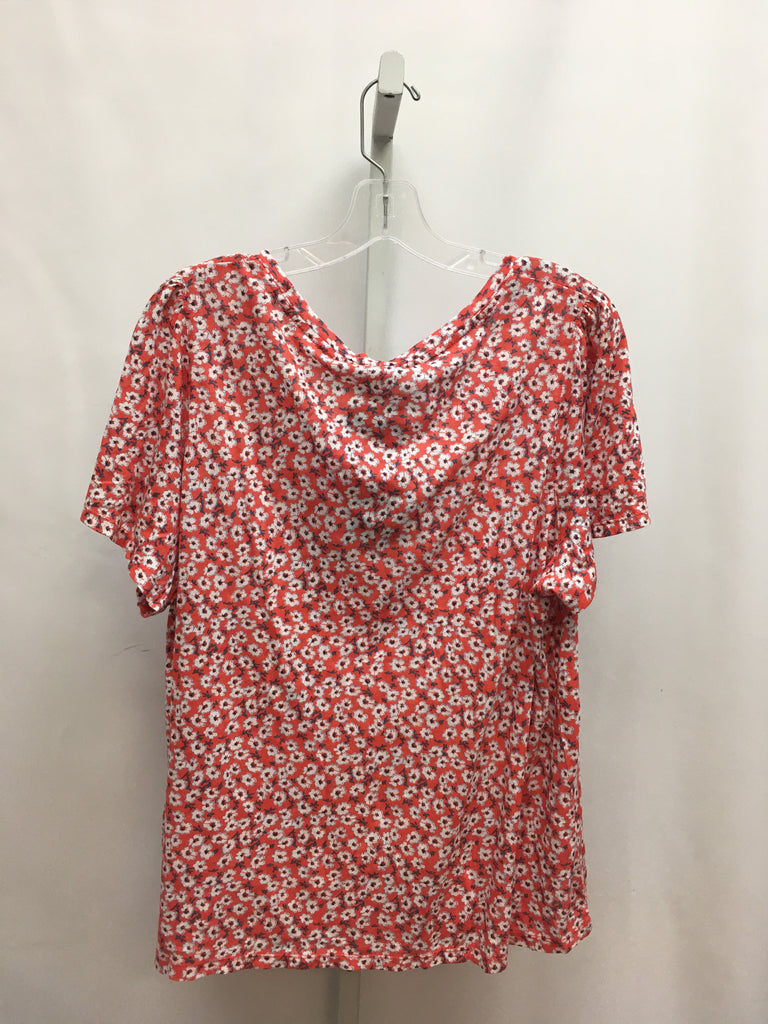 Lucky Brand Size XLarge Red Floral Short Sleeve Top