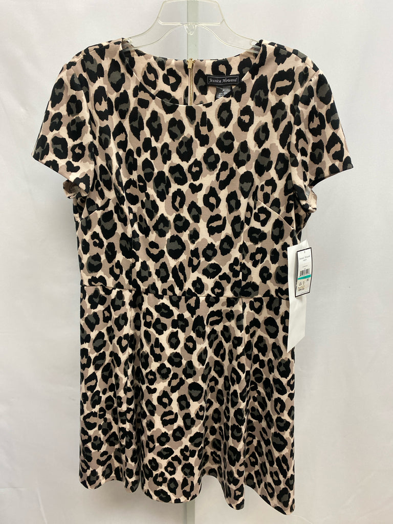 Size 16 Jessica Howard Animal Print Short Sleeve Dress