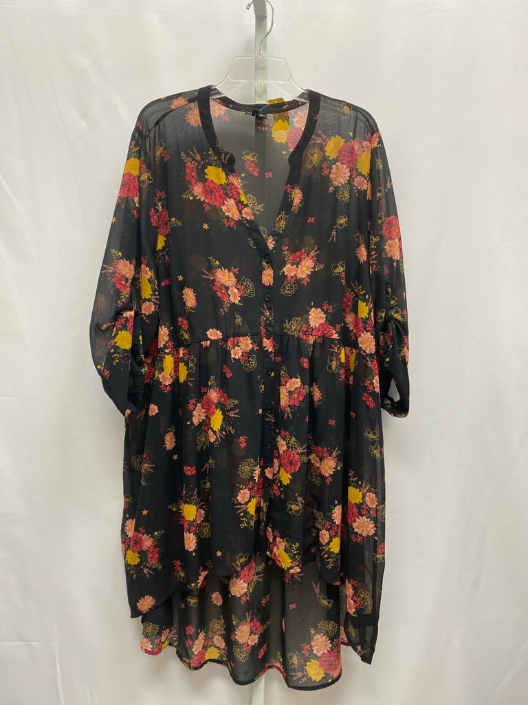 Size 4X Torrid Black Floral 3/4 Sleeve Dress