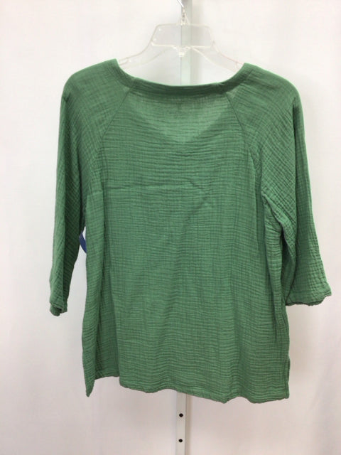 Cuddl Duds Size Small Green 3/4 Sleeve Top