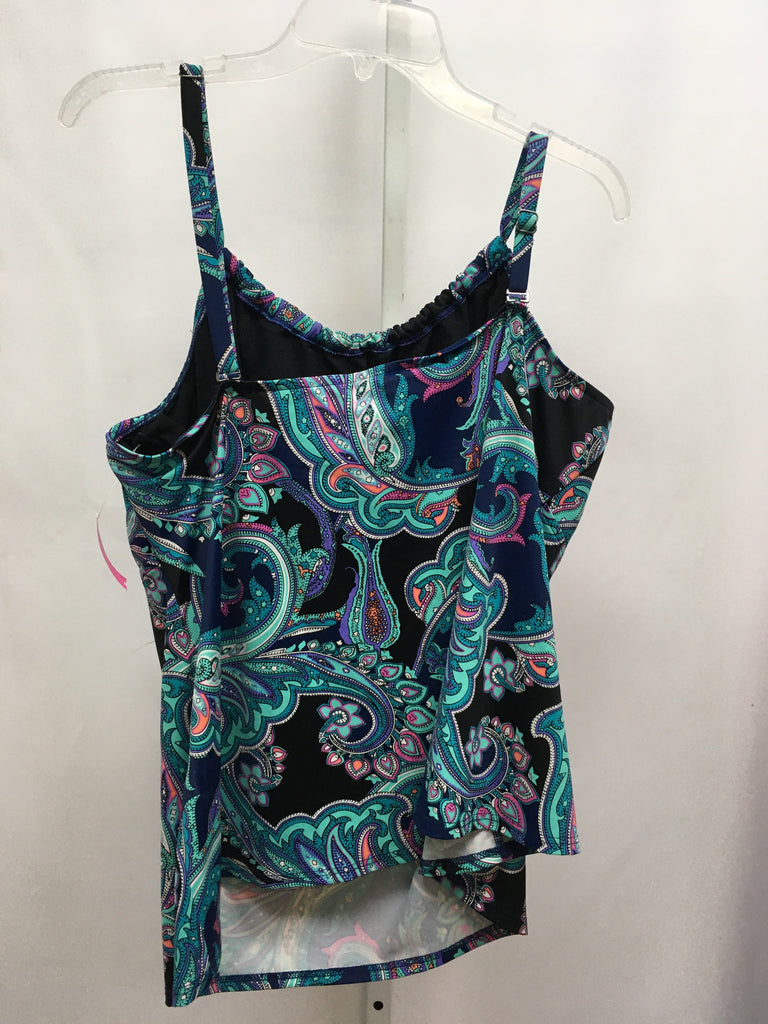 Size 18 St. John's Bay Teal Print Swimsuit Top Only
