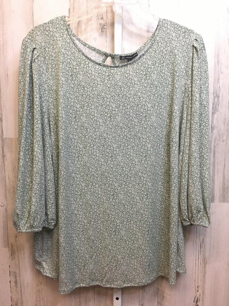 adrianna papell Size 3X Olive Print Long Sleeve Top