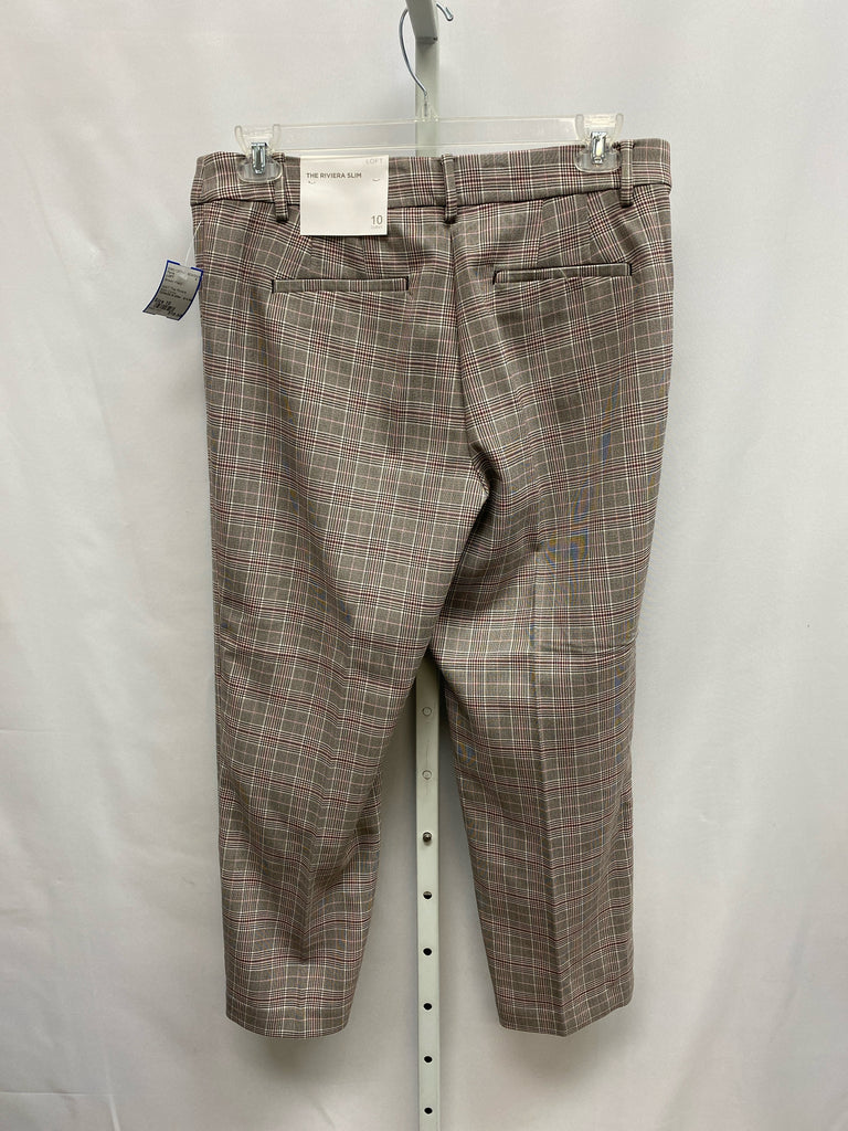 LOFT Size 10 Brown Plaid Pants