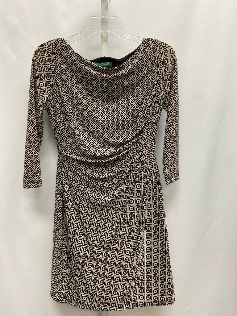 lauren Size 4 Black/taupe 3/4 Sleeve Dress