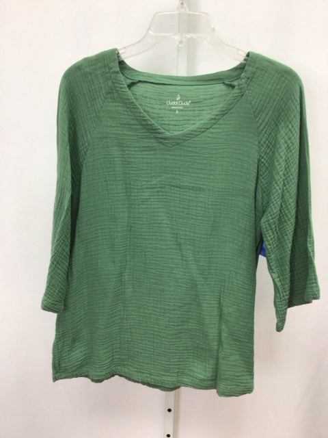 Cuddl Duds Size Small Green 3/4 Sleeve Top