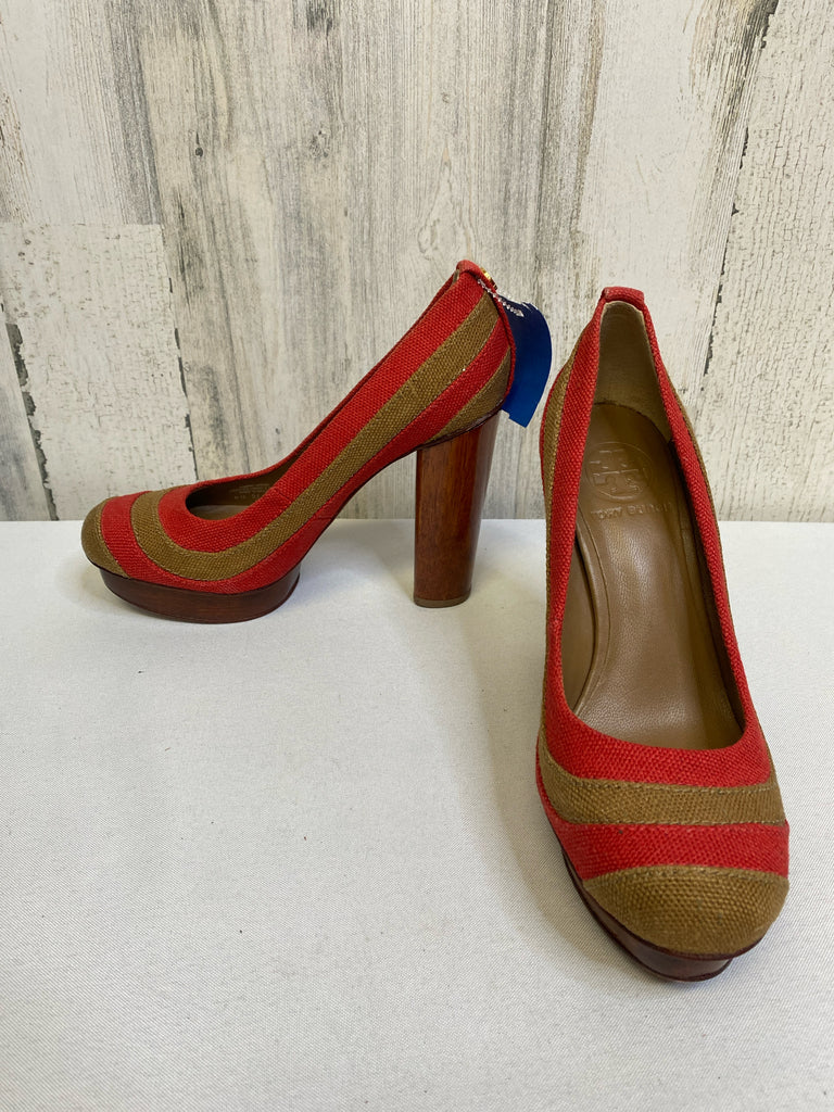 Tory Burch Size 6.5 Red/Tan Pump Heels