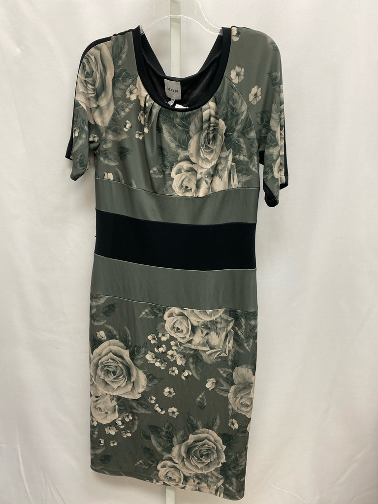 Olive Floral Size 14 Short Sleeve Dress