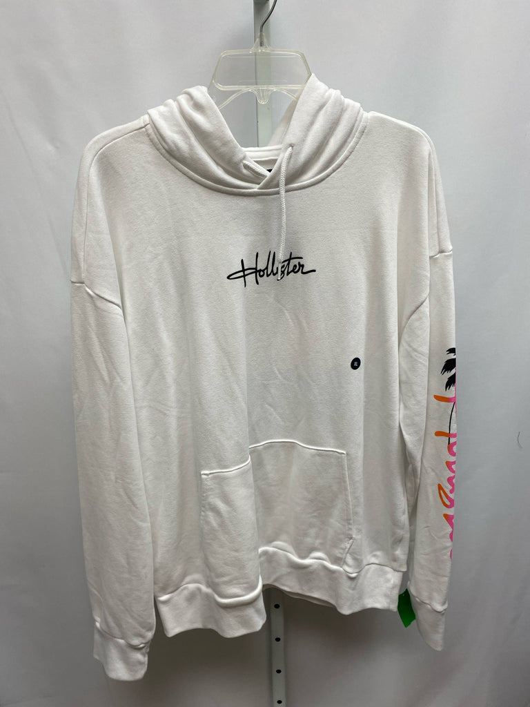 Hollister Size XL White Print Hoodie