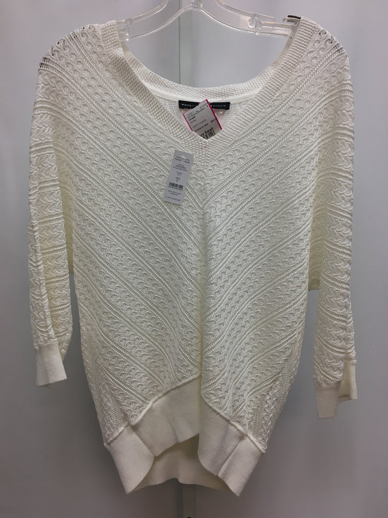 WHBM Size Small White 3/4 Sleeve Sweater