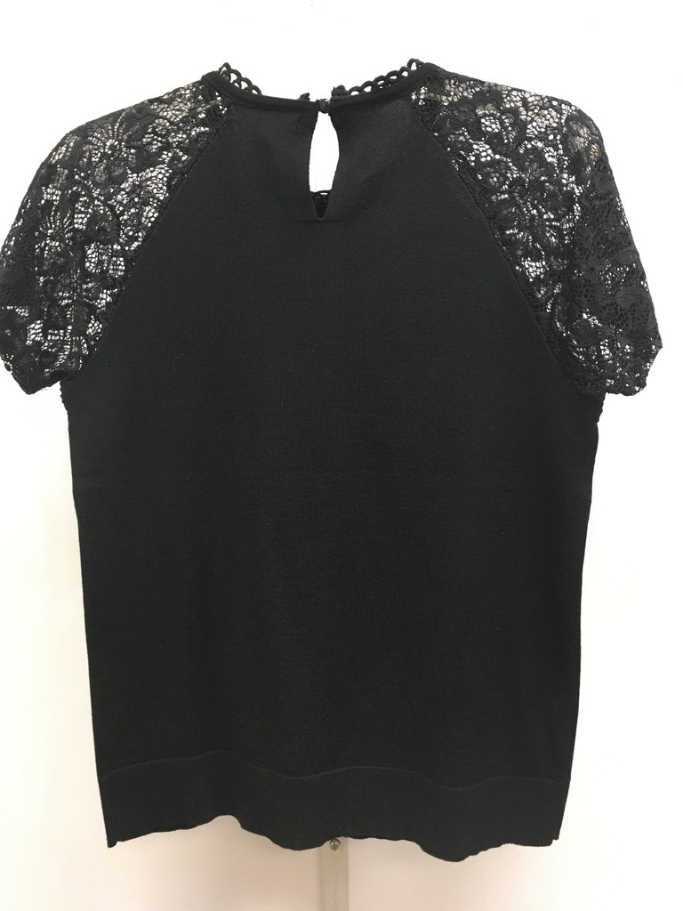 Cable & Gauge Size Small Black Lace Short Sleeve Top