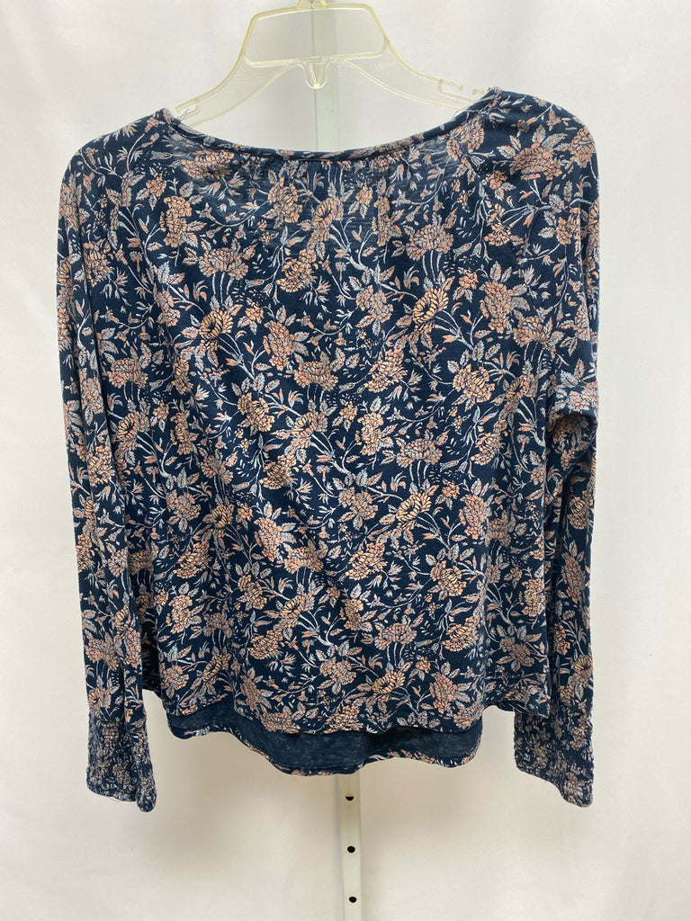 Lucky Brand Size Small Navy Floral Long Sleeve Top