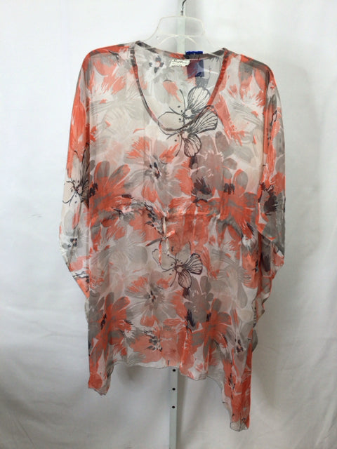 Size Free Size Sunflower Coral Floral Coverup
