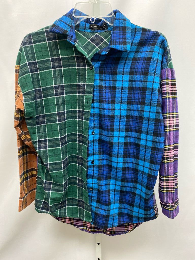 Shein Blue Plaid Junior Top