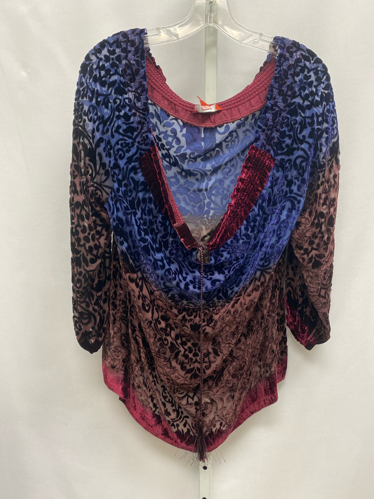 Sundance Size PM Blue Print 3/4 Sleeve Top