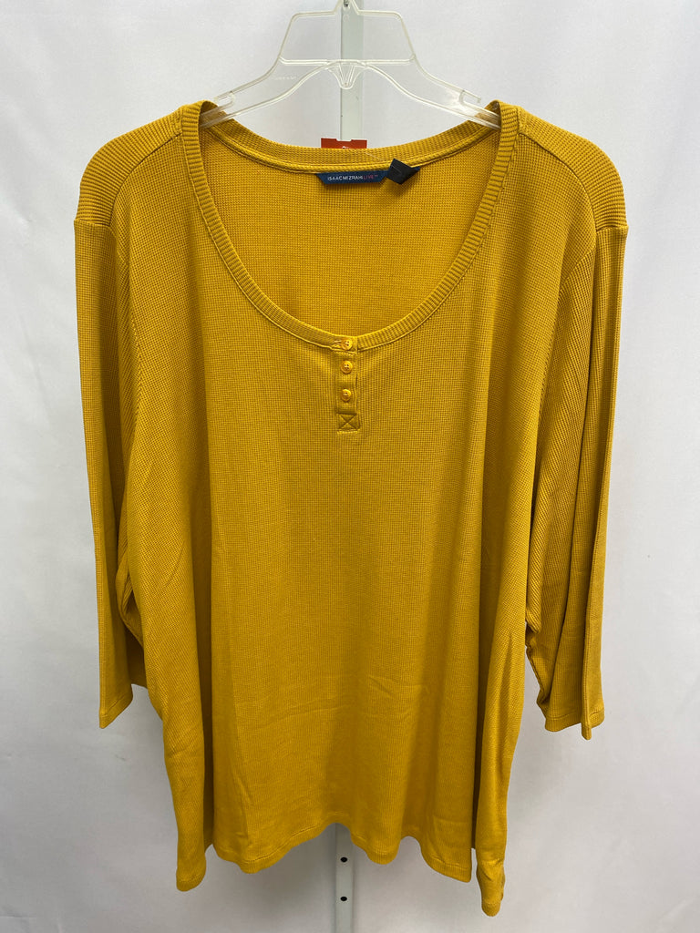 Isaacmizrahilive Size 5X Mustard 3/4 Sleeve Top