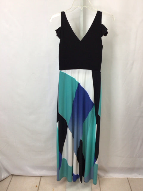 WHBM Size 0 Black/Teal Cold Shoulder Dress
