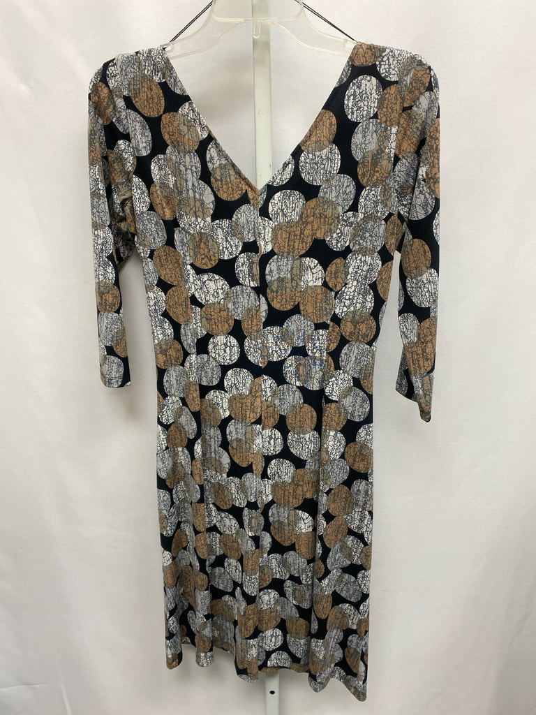 Size 10P London Times Black Print 3/4 Sleeve Dress